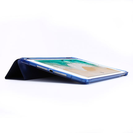 For iPad 9.7 (2018) & (2017) Airbag Horizontal Flip Leather Case with Three-fold Holder & Pen Holder(Dark Blue)-garmade.com