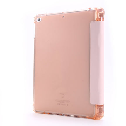For iPad 9.7 (2018) & (2017) Airbag Horizontal Flip Leather Case with Three-fold Holder & Pen Holder(Pink)-garmade.com