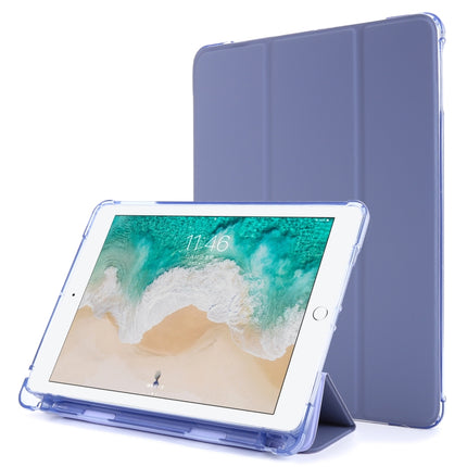 For iPad 9.7 (2018) & (2017) Airbag Horizontal Flip Leather Case with Three-fold Holder & Pen Holder(Purple)-garmade.com