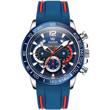 OLEVS 9936 Men Multifunctional Sports Waterproof Quartz Watch(Blue)-garmade.com
