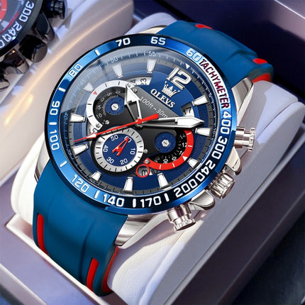 OLEVS 9936 Men Multifunctional Sports Waterproof Quartz Watch(Blue)-garmade.com