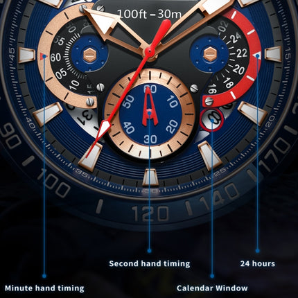 OLEVS 9936 Men Multifunctional Sports Waterproof Quartz Watch(Black + Rose Gold)-garmade.com