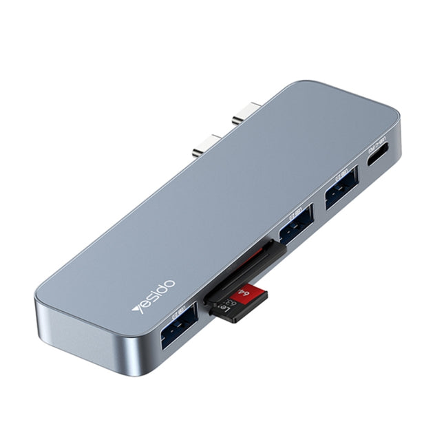 Yesido HB10 6 in 1 USB-C / Type-C Ports Multifunctional Docking Station HUB Adapter-garmade.com
