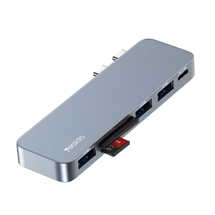 Yesido HB10 6 in 1 USB-C / Type-C Ports Multifunctional Docking Station HUB Adapter-garmade.com
