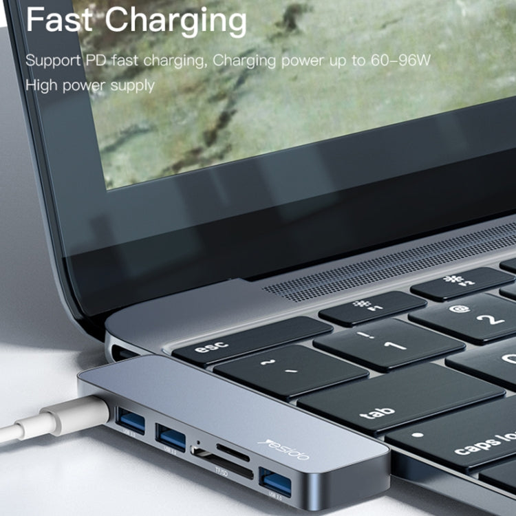 Yesido HB10 6 in 1 USB-C / Type-C Ports Multifunctional Docking Station HUB Adapter-garmade.com