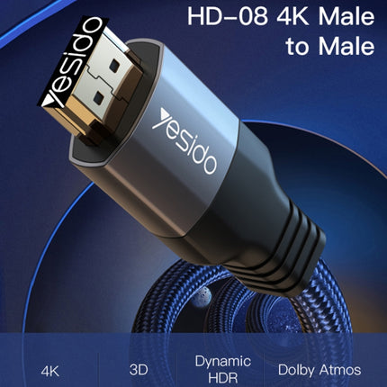 Yesido HM08 HDMI Male to HDMI Male HD Adapter Cable, Length:2m-garmade.com