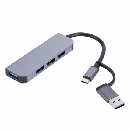 2301 4 in 1 USB+USB-C/Type-C to USB Multi-function Docking Station HUB Adapter-garmade.com