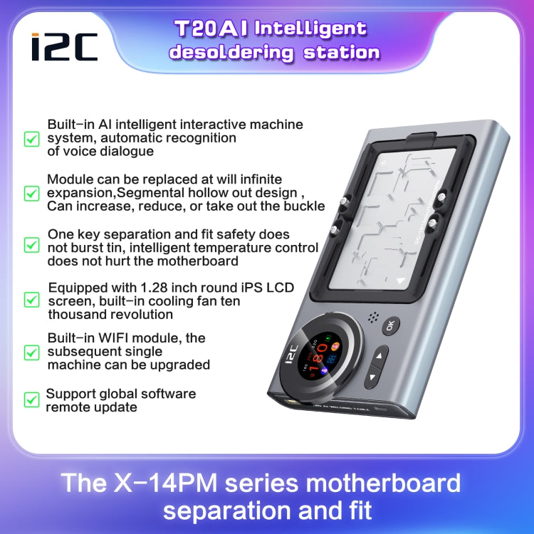i2C T20 Intelligent Motherboard Middle Layered Heating Platform For iPhone X-14 Series, Plug:US-garmade.com