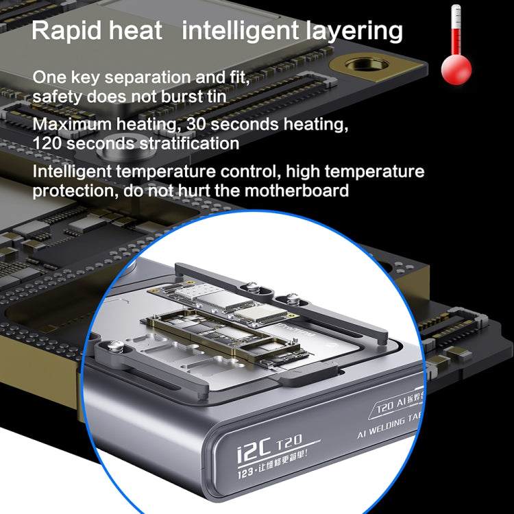 i2C T20 Intelligent Motherboard Middle Layered Heating Platform For iPhone X-14 Series, Plug:US-garmade.com
