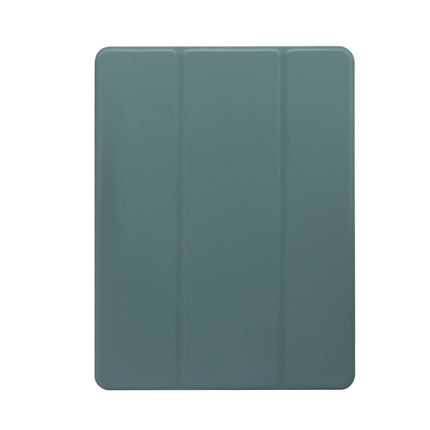 For iPad 9.7(2018)/(2017)/Air 2/Air 3-folding Electric Pressed Skin Texture Horizontal Flip Shockproof Transparent TPU + PU Leather Case with Holder & Pen Slot & Sleep / Wake-up Function(Deep Green)-garmade.com