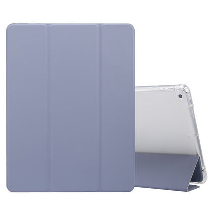 For iPad 9.7(2018)/(2017)/Air 2/Air 3-folding Electric Pressed Skin Texture Horizontal Flip Shockproof Transparent TPU + PU Leather Case with Holder & Pen Slot & Sleep / Wake-up Function(Baby Blue)-garmade.com