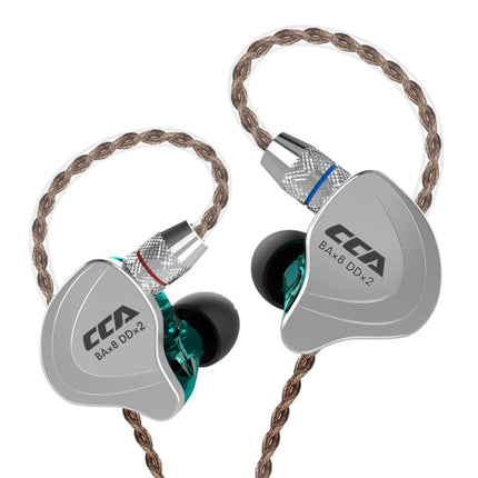 CCA CCA-C10 3.5mm Gold Plated Plug Ten Unit Hybrid Wire-controlled In-ear Earphone, Type:without Mic(Sapphire Cyan)-garmade.com