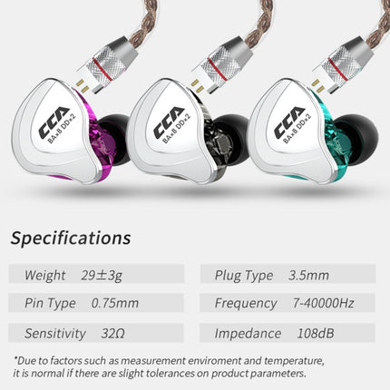 CCA CCA-C10 3.5mm Gold Plated Plug Ten Unit Hybrid Wire-controlled In-ear Earphone, Type:without Mic(Charm Black)-garmade.com
