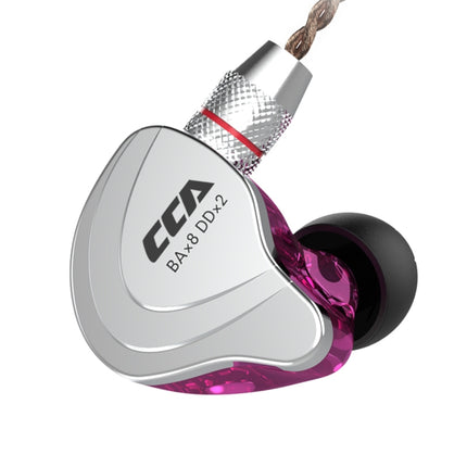 CCA CCA-C10 3.5mm Gold Plated Plug Ten Unit Hybrid Wire-controlled In-ear Earphone, Type:without Mic(Streamer Purple)-garmade.com