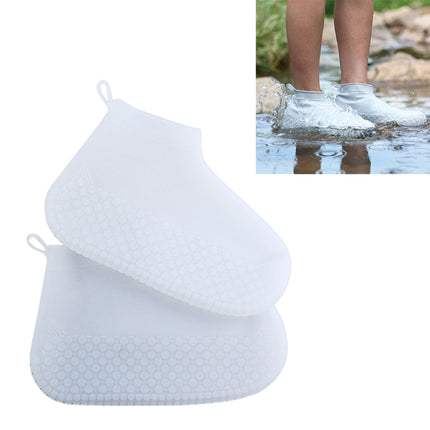 Silicone Non-slip Thickened Wear-resistant Waterproof Shoe Boots Cover, Size:S(White)-garmade.com