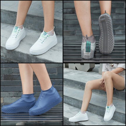 Silicone Non-slip Thickened Wear-resistant Waterproof Shoe Boots Cover, Size:S(White)-garmade.com