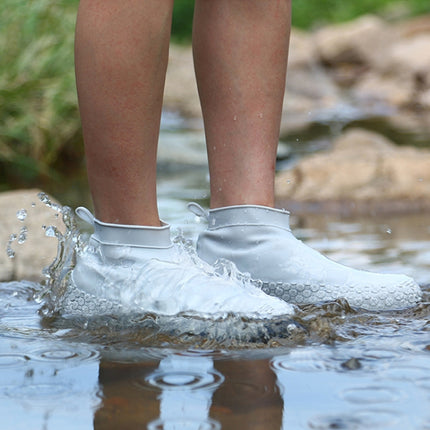 Silicone Non-slip Thickened Wear-resistant Waterproof Shoe Boots Cover, Size:S(White)-garmade.com