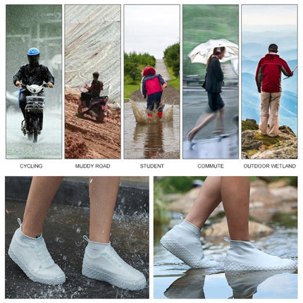 Silicone Non-slip Thickened Wear-resistant Waterproof Shoe Boots Cover, Size:S(White)-garmade.com