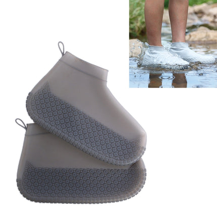 Silicone Non-slip Thickened Wear-resistant Waterproof Shoe Boots Cover, Size:S(Tea Grey)-garmade.com