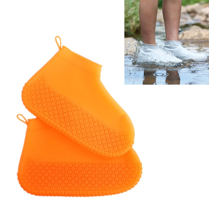 Silicone Non-slip Thickened Wear-resistant Waterproof Shoe Boots Cover, Size:S(Orange)-garmade.com