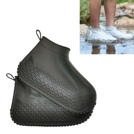 Silicone Non-slip Thickened Wear-resistant Waterproof Shoe Boots Cover, Size:S(Black)-garmade.com