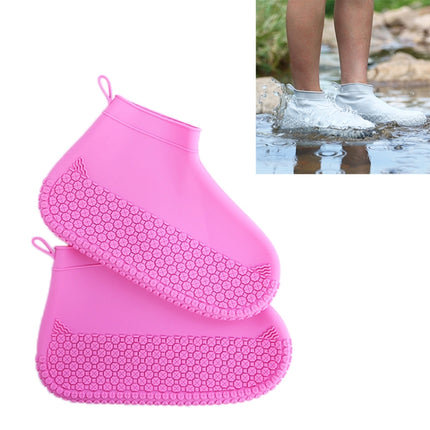 Silicone Non-slip Thickened Wear-resistant Waterproof Shoe Boots Cover, Size:S(Rose Pink)-garmade.com