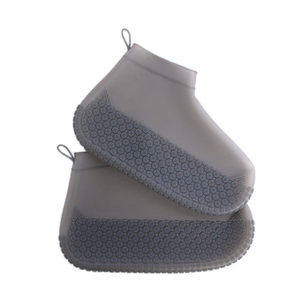 Silicone Non-slip Thickened Wear-resistant Waterproof Shoe Boots Cover, Size:M(Tea Grey)-garmade.com