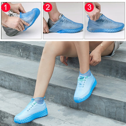 Silicone Non-slip Thickened Wear-resistant Waterproof Shoe Boots Cover, Size:M(Tea Grey)-garmade.com