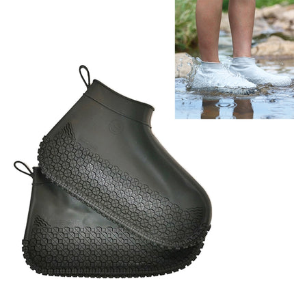 Silicone Non-slip Thickened Wear-resistant Waterproof Shoe Boots Cover, Size:M(Black)-garmade.com