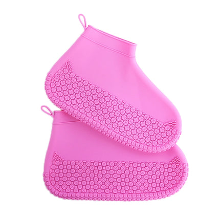 Silicone Non-slip Thickened Wear-resistant Waterproof Shoe Boots Cover, Size:M(Rose Pink)-garmade.com