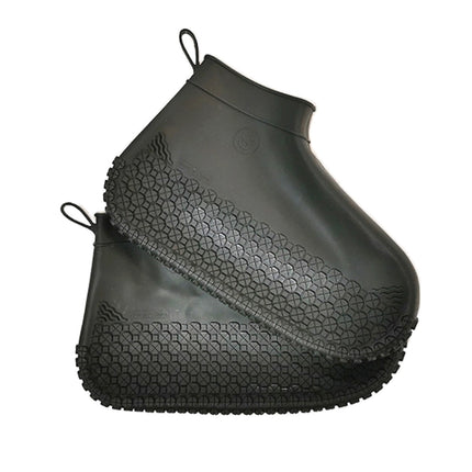 Silicone Non-slip Thickened Wear-resistant Waterproof Shoe Boots Cover, Size:L(Black)-garmade.com