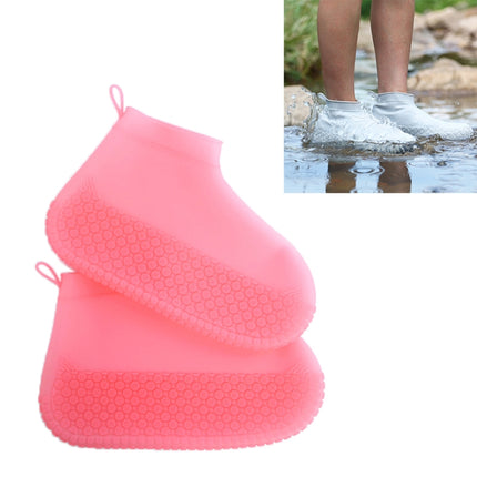 Silicone Non-slip Thickened Wear-resistant Waterproof Shoe Boots Cover, Size:L(Pink)-garmade.com