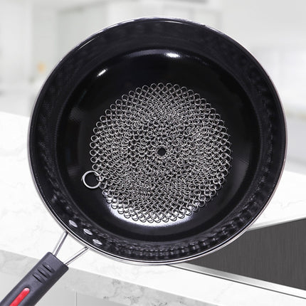 Stainless Steel Round Iron Cleaner Pot Brush Scrubber Home Cookware Kitchen Cleaning Tool, Size:5 x 5 inch-garmade.com