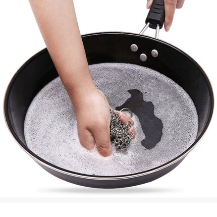 Stainless Steel Round Iron Cleaner Pot Brush Scrubber Home Cookware Kitchen Cleaning Tool, Size:5 x 5 inch-garmade.com