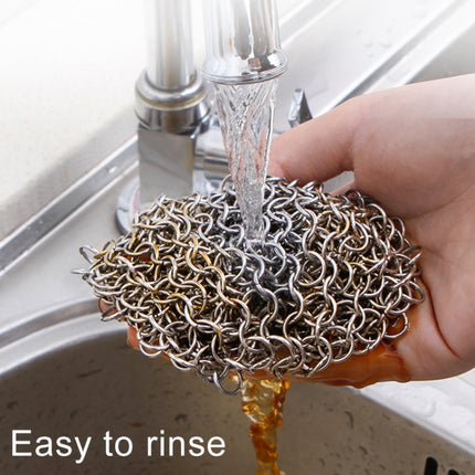Stainless Steel Round Iron Cleaner Pot Brush Scrubber Home Cookware Kitchen Cleaning Tool, Size:6 x 6 inch-garmade.com