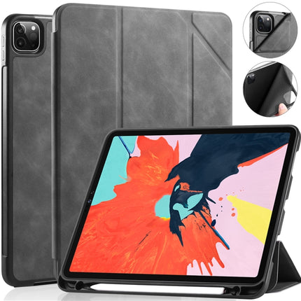 For iPad Pro 11 (2020) DG.MING See Series Horizontal Flip Leather Tablet Case ，with Holder & Pen Tray(Gray)-garmade.com