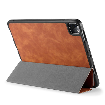 For iPad Pro 11 (2020) DG.MING See Series Horizontal Flip Leather Tablet Case ，with Holder & Pen Tray(Brown)-garmade.com