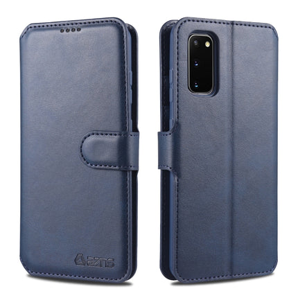 For Samsung Galaxy S20 AZNS Calf Texture Horizontal Flip Leather Case, with Holder & Card Slots & Wallet & Photo Frame(Blue)-garmade.com