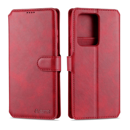 For Samsung Galaxy S20 Ultra AZNS Calf Texture Horizontal Flip Leather Case, with Holder & Card Slots & Wallet & Photo Frame(Red)-garmade.com