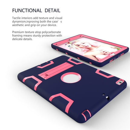 For iPad Air Shockproof PC + Silicone Protective Case，with Holder(Navy Blue Rose)-garmade.com