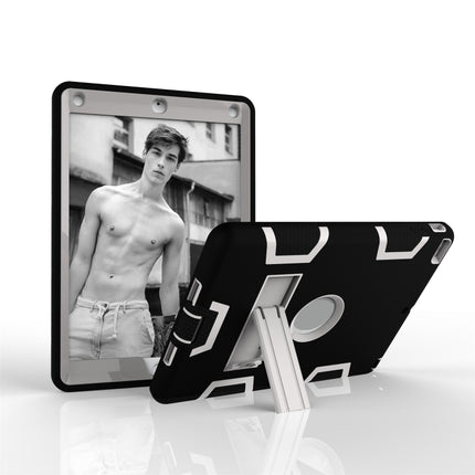 For iPad Air Shockproof PC + Silicone Protective Case，with Holder(Black Gray)-garmade.com
