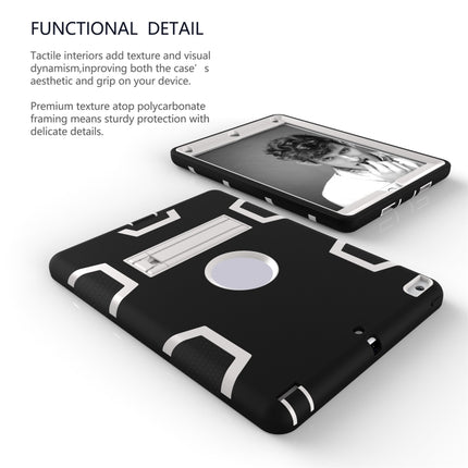 For iPad Air Shockproof PC + Silicone Protective Case，with Holder(Black Gray)-garmade.com