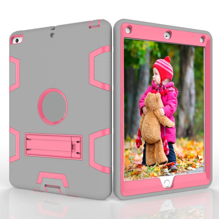 For iPad Air Shockproof PC + Silicone Protective Case，with Holder(Gray Rose)-garmade.com