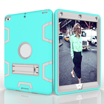 For iPad Air Shockproof PC + Silicone Protective Case，with Holder(Green Gray)-garmade.com