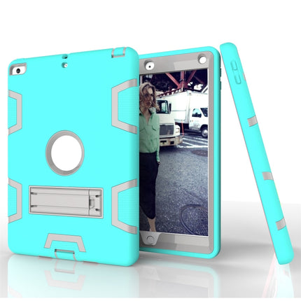 For iPad Air Shockproof PC + Silicone Protective Case，with Holder(Green Gray)-garmade.com