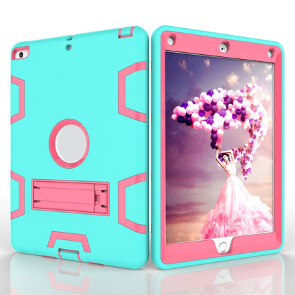 For iPad Air Shockproof PC + Silicone Protective Case，with Holder(Green Rose)-garmade.com