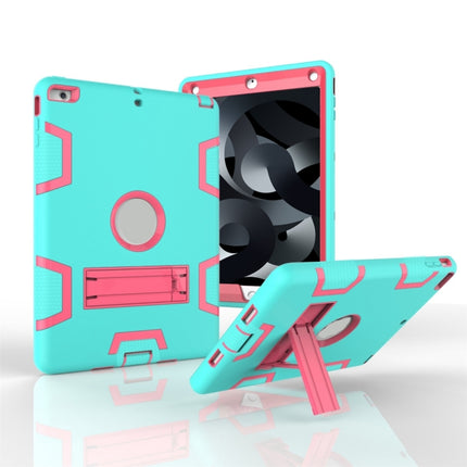 For iPad Air Shockproof PC + Silicone Protective Case，with Holder(Green Rose)-garmade.com