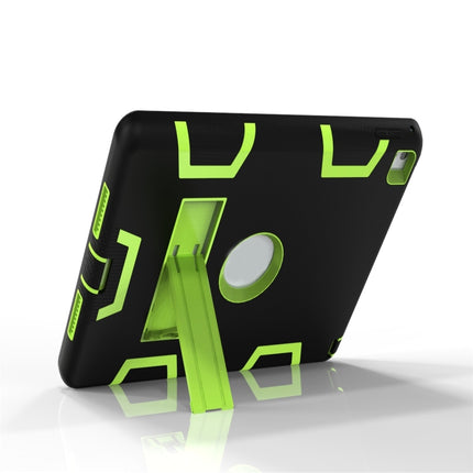 For iPad 9.7(2017) Shockproof PC + Silicone Protective Case，with Holder(Black Yellow Green)-garmade.com