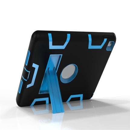 For iPad 9.7(2017) Shockproof PC + Silicone Protective Case，with Holder(Black Blue)-garmade.com