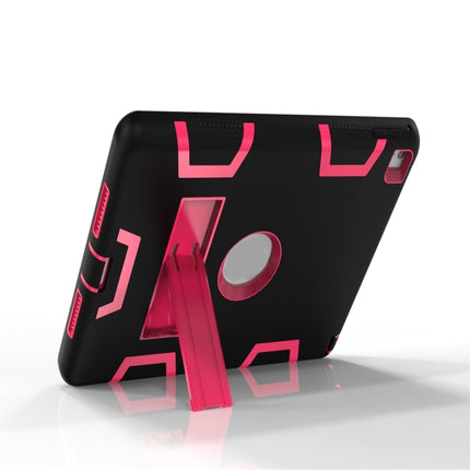 For iPad 9.7(2017) Shockproof PC + Silicone Protective Case，with Holder(Black Rose)-garmade.com